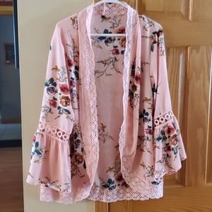 Pink floral kimono